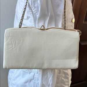 Mardane Vintage 50’s clutch  hand/shoulder bag  leather in cream  day or evening
